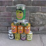 10 recycled steel cans