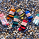 Socks displayed on pebbles