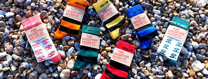 Socks displayed on pebbles