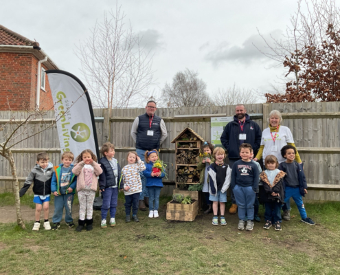 Mountjoy employees made a Pollination Education Station and helped install in Thakeham Primary School