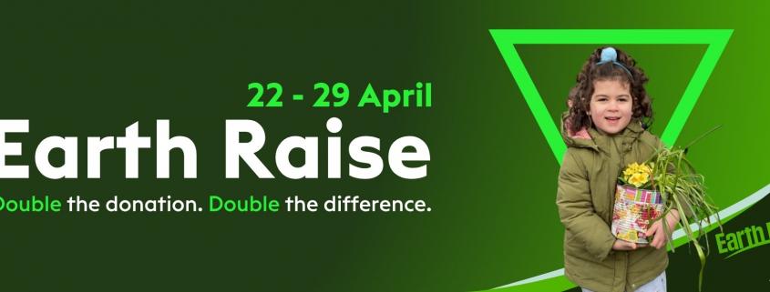 Fundraising banner with child and flower pot