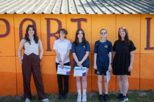 commissioned artists Angelina Kovacevic (left) and Bethian Santi Bridges (Wild City UK – right) with some of the participating young people